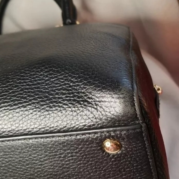 Michael Kors Black Leather Sandrine Gold Stud Satchel - Picture 13 of 16